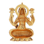 Estele Gold-Polished goddess of wealth Laxmi Devi on lotus Idol for Pooja/Car decor