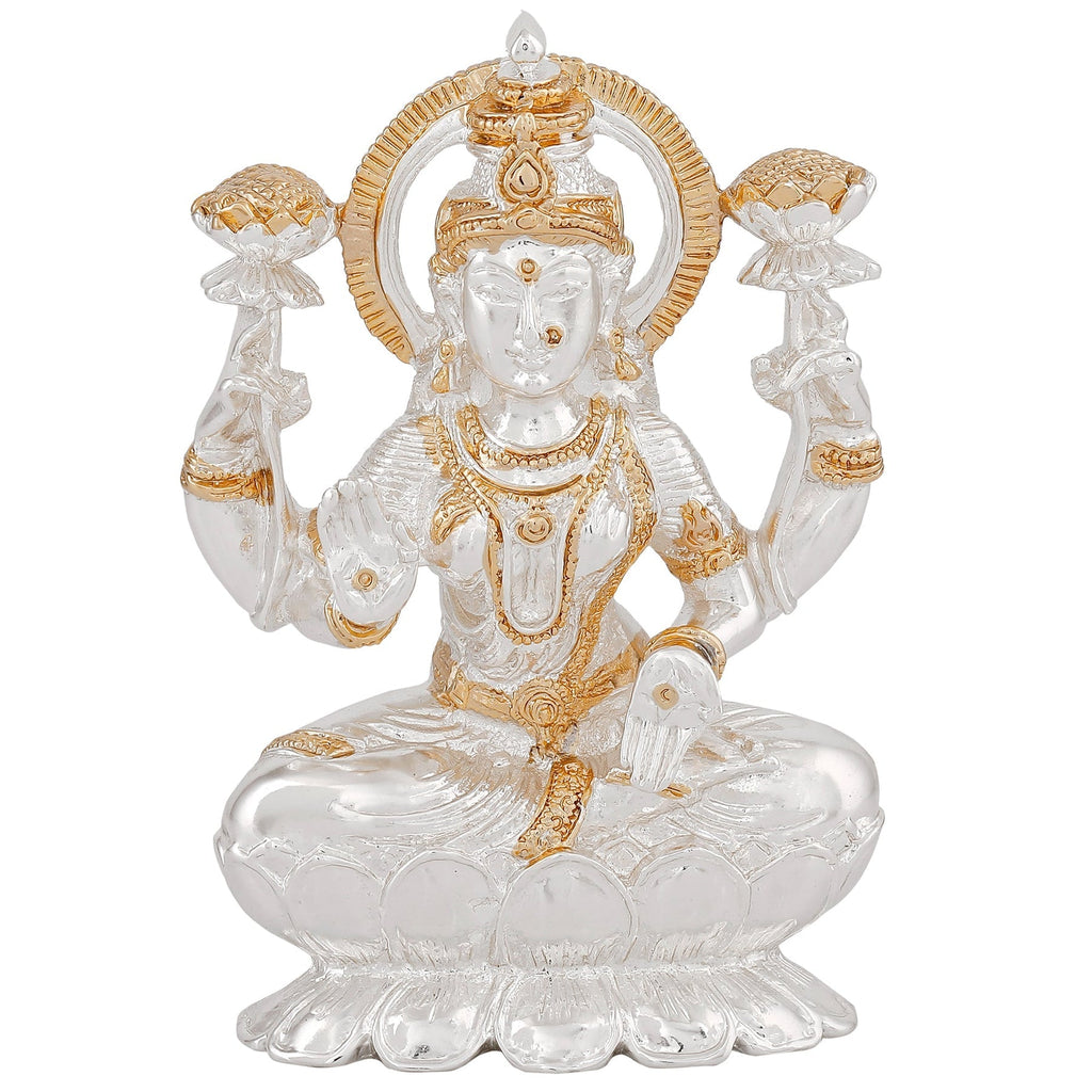 Estele Gold-Polished goddess of wealth Laxmi Devi on lotus Idol for Home/Car decor