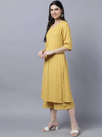 Myshka Stylish Yellow Cotton 3/4 Sleeve Women's Kurta Palazzo Set - Distacart