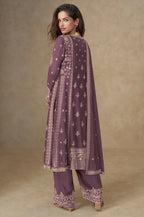 Anaita Purple Chinon Silk Stitched Suit with Embroidery & Sequence Work - Distacart