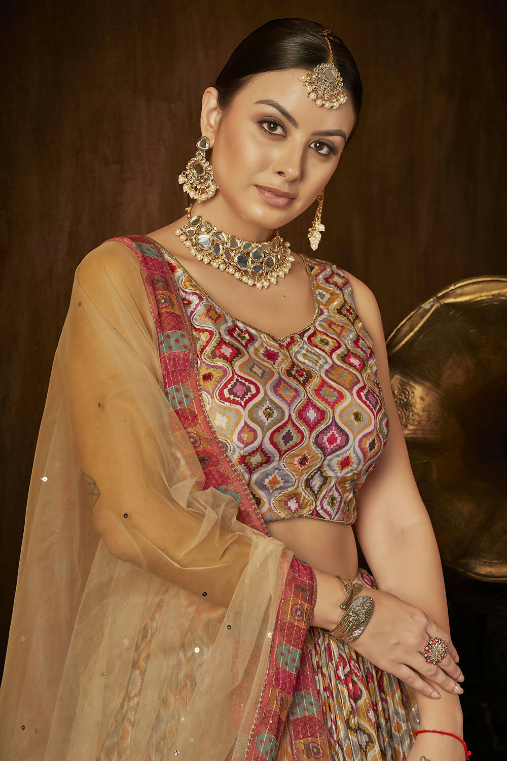 Wedding Designer Multi Georgette Lahenga Choli - Anbazaar - Distacart