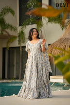 Aayaa Designer Printed Full Flared Gown - Multi Color - Distacart