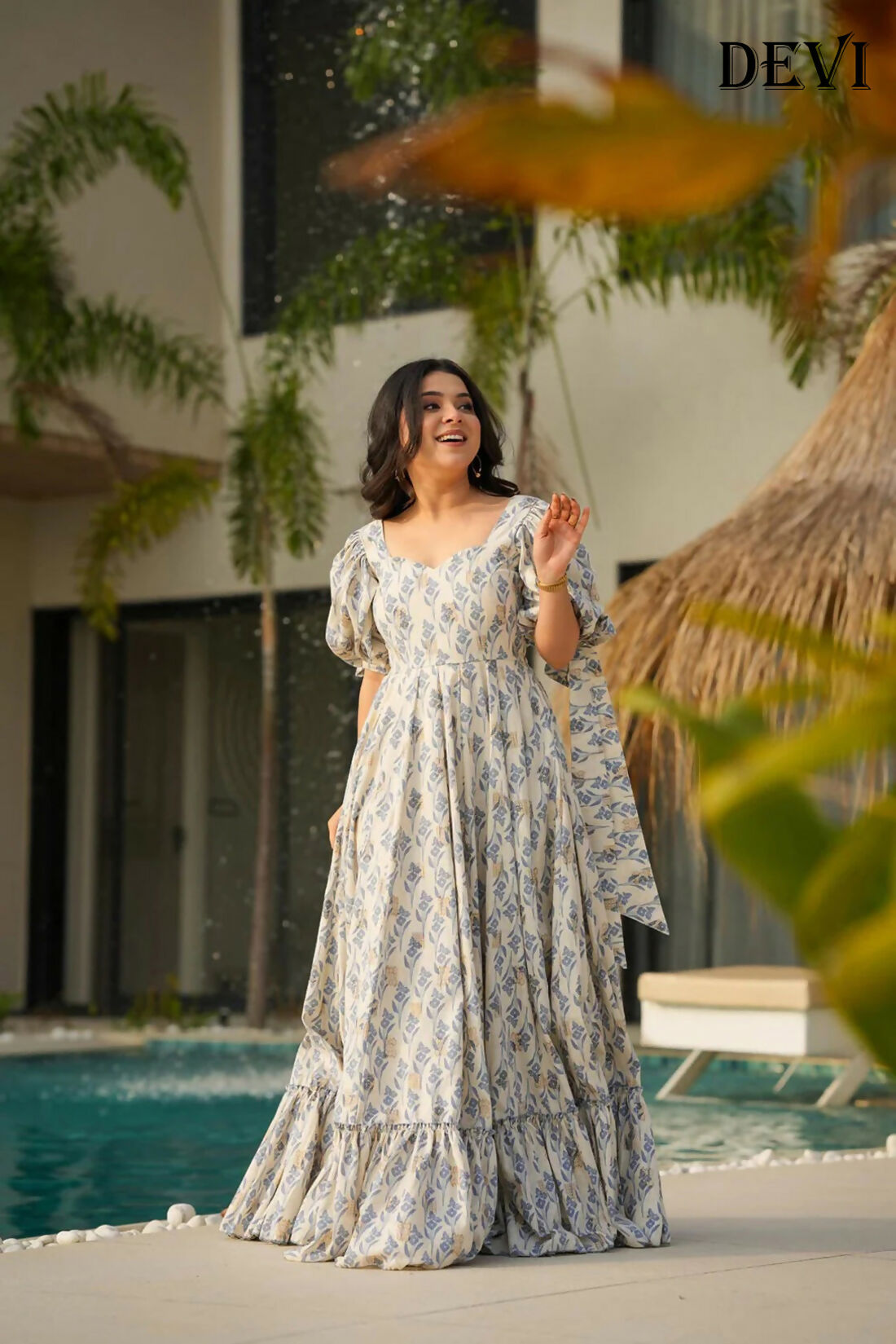Aayaa Designer Printed Full Flared Gown - Multi Color - Distacart