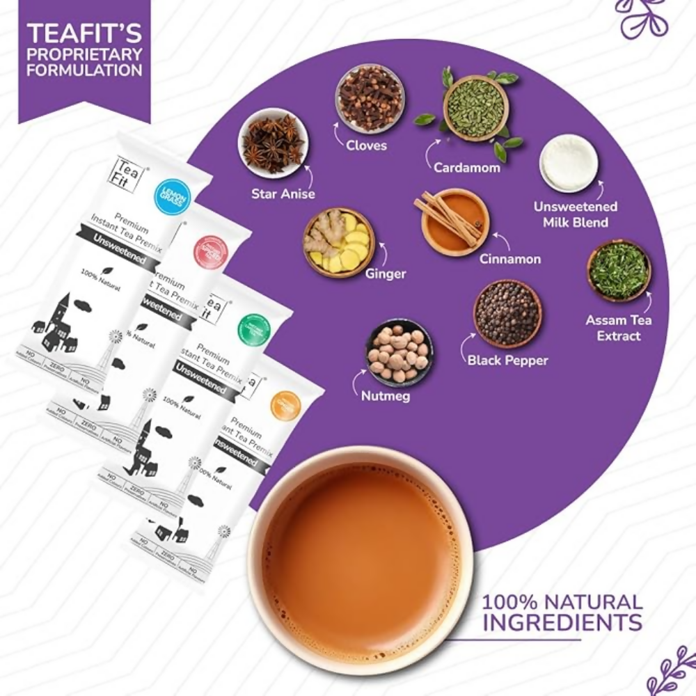 TeaFit Premium NO SUGAR Instant Assorted Tea Premix - Distacart