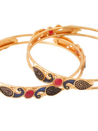 NVR Women Set of 2 Gold-Plated Traditional Daily Use Peacock Design Bangles - Distacart