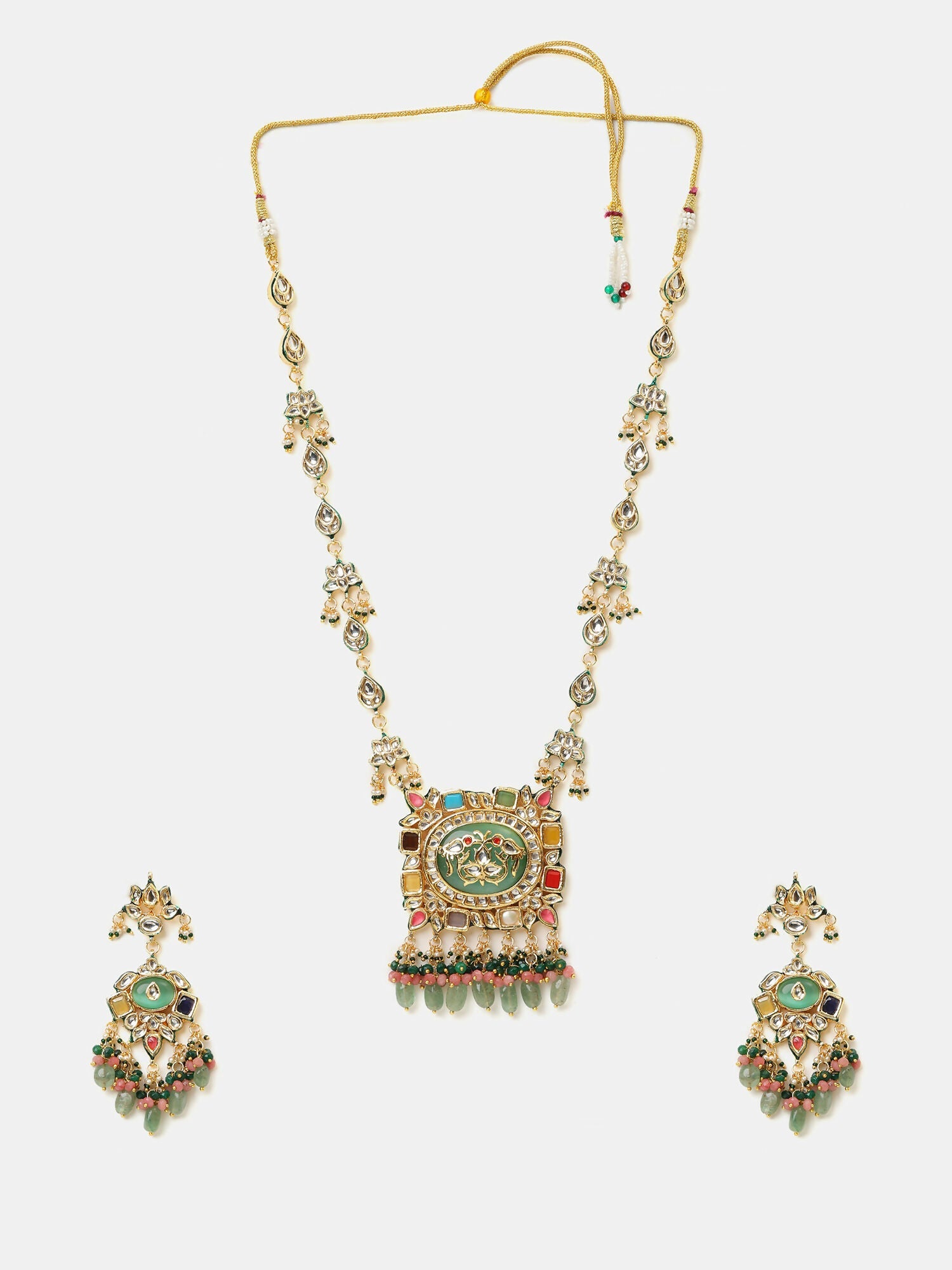 Ruby Raang Kundan Haar With Matching Earrings