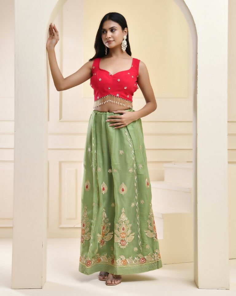 Amodini Designer Studio Pink Pearl Sleeveless Padded Blouse