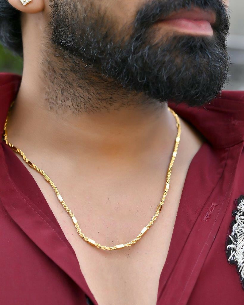 VOJ Gold-Polished Pipe Chain For Men