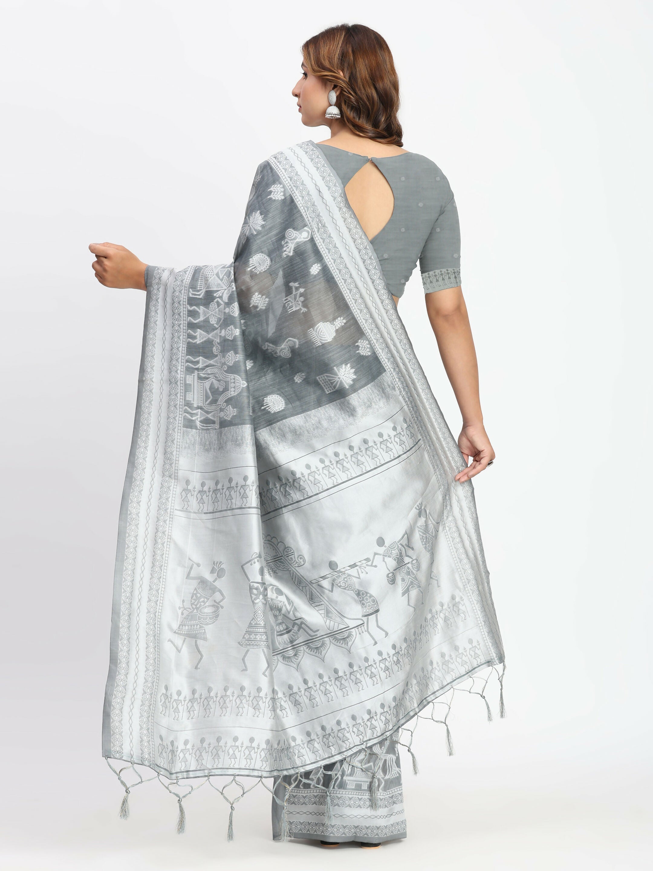 Shree Shyam Fashion Linen Cotton Pink Saree - Distacart