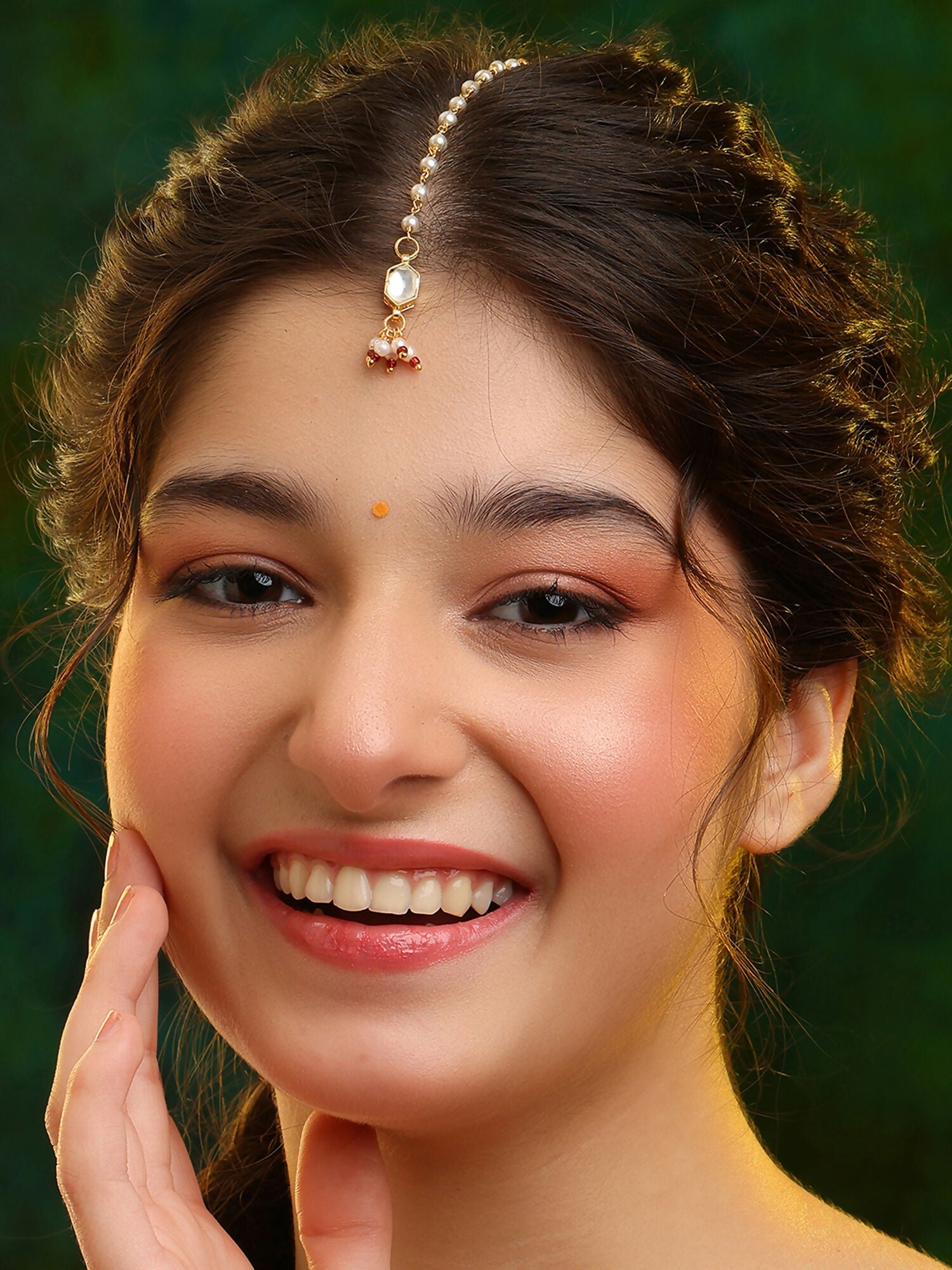 Ruby Raang Soft Bloom Kundan Maang Tikka - Distacart