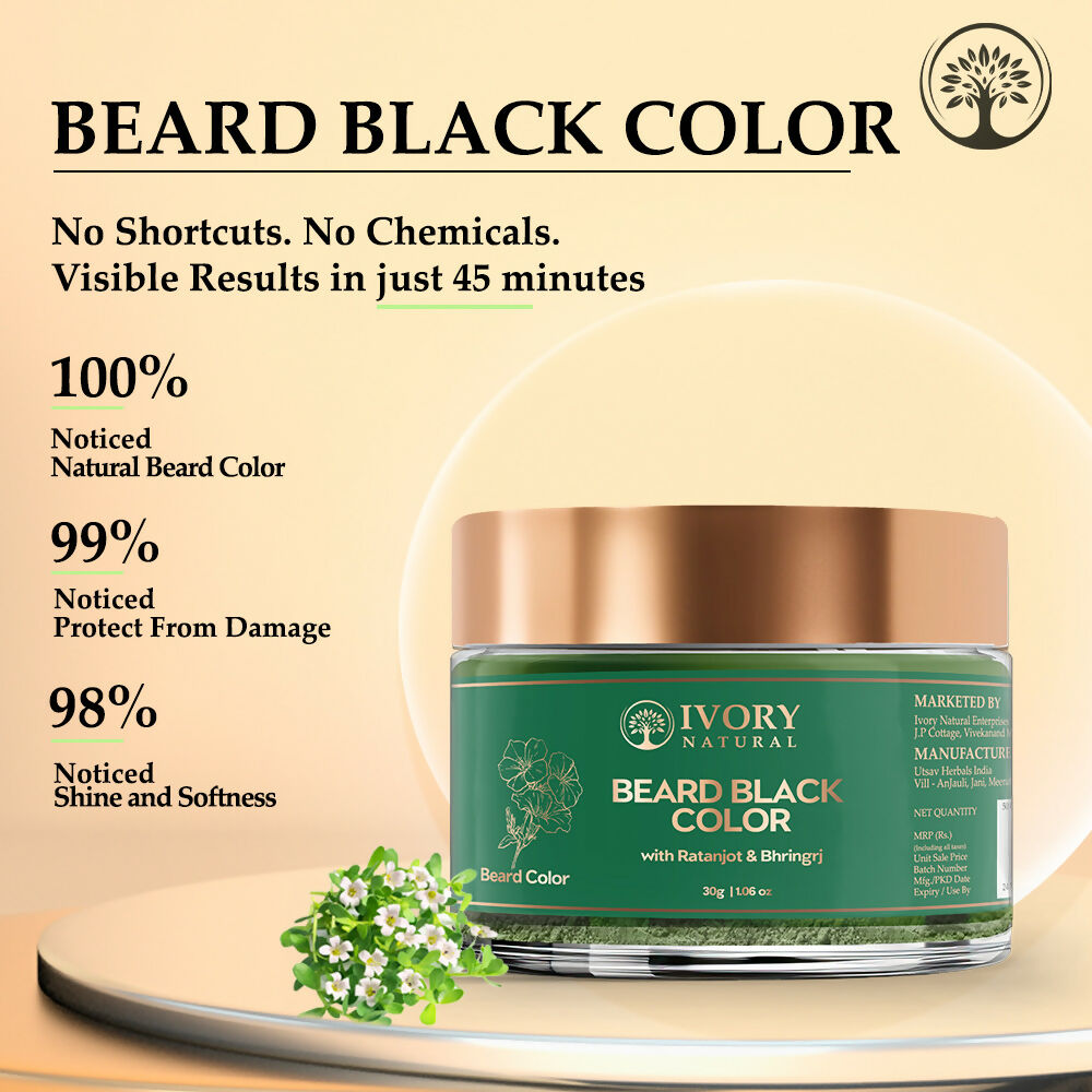 Ivory Natural Beard Black Color Organic - Instant Natural Plant Based Beard Color Powder - Distacart
