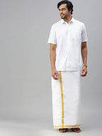 Ramraj Cotton Mens Half Sleeve Formal Poly Cotton White Shirt