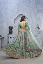 Kesar Fab Green Organza Embroidered Lehenga