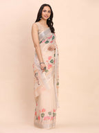 Shree Shyam Fashion Linen Cotton Peach Saree - Distacart