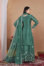 Teeya Creation Green Color Chinon Silk Wedding Wear Trending Palazzo Set - Distacart