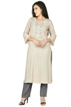 Joban Fashion Beige Cotton Rayon Kurta Set