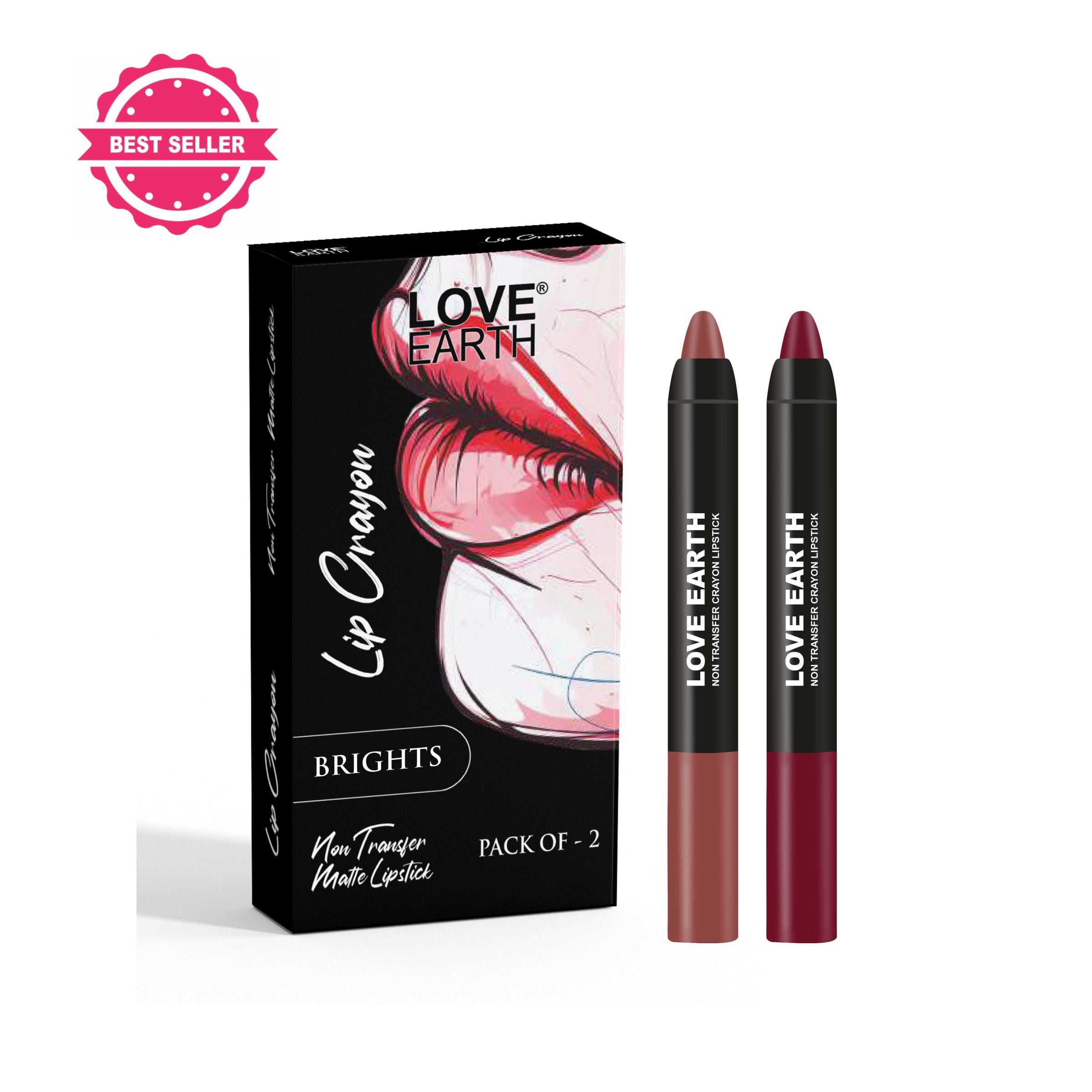 Love Earth Lip Crayon Non-Transfer Lipstick - Brights