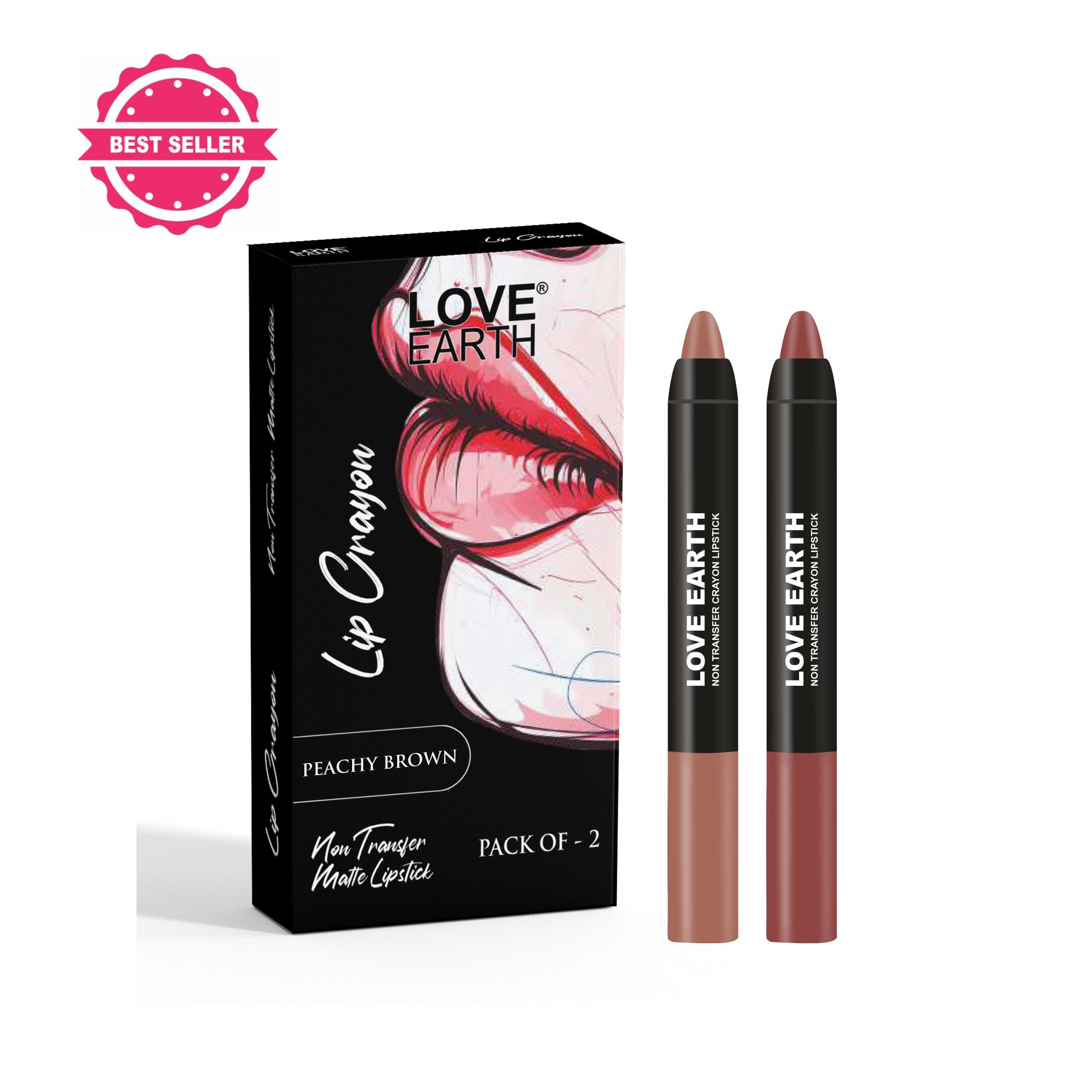 Love Earth Lip Crayon Non-Transfer Lipstick - Peachy Brown