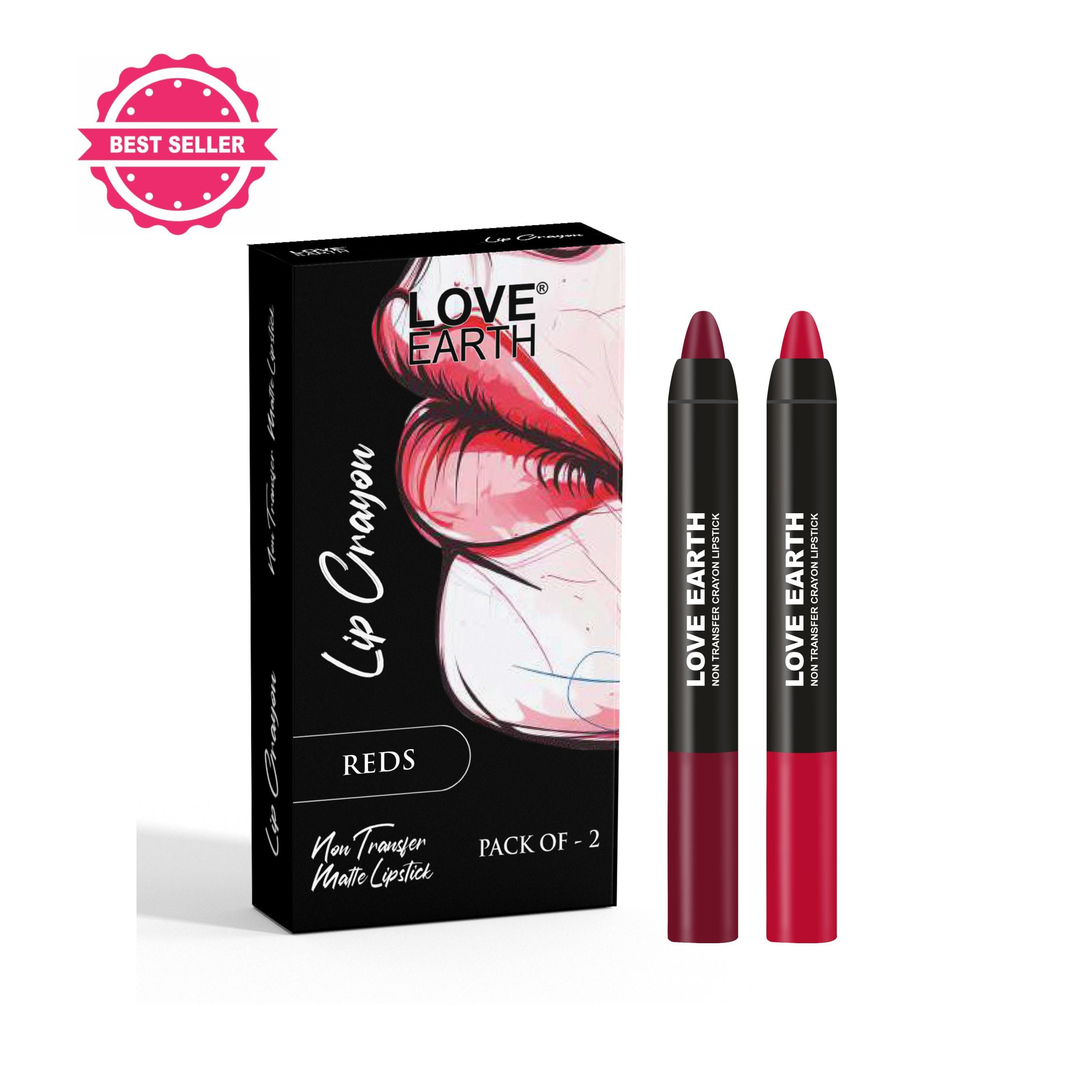 Love Earth Lip Crayon Non-Transfer Lipstick - Reds