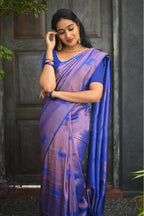 Vamika Weaving Banarasi Jacquard blue Kanjivaram Saree - Distacart