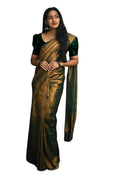 Vamika Weaving Banarasi Jacquard Green Kanjivaram Saree
