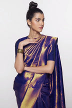 Vamika Weaving Banarasi Jacquard Purple Kanjivaram Saree - Distacart