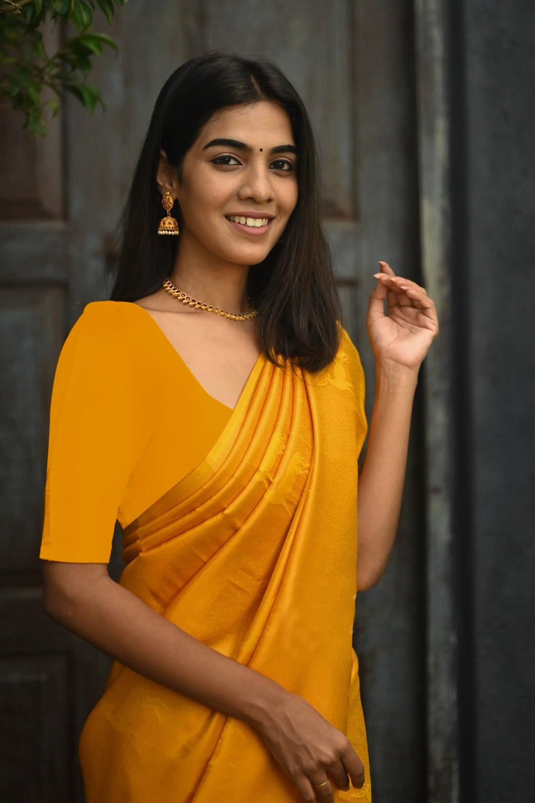 Vamika Weaving Banarasi Jacquard yellow Kanjivaram Saree - Distacart