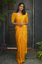 Vamika Weaving Banarasi Jacquard yellow Kanjivaram Saree - Distacart