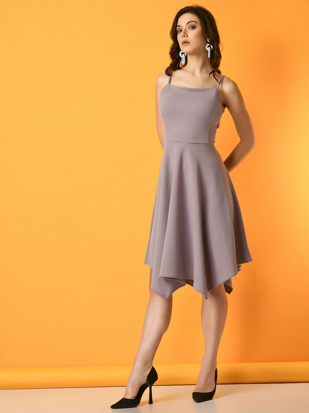 Myshka Women's Lavender Solid Party Dress - Distacart