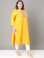 Sztori Floral Embroidered Yoke Design Sequined Straight Kurta