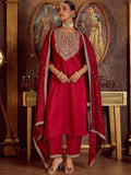 Indo Era Ethnic Floral Embroidered Zari Work Detail Regular Sleeves Round Neck Kurta Set - Distacart