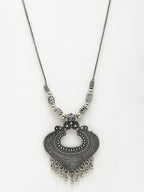 NVR Women's Silver-Toned German Silver Oxidised Pendant with Chain
