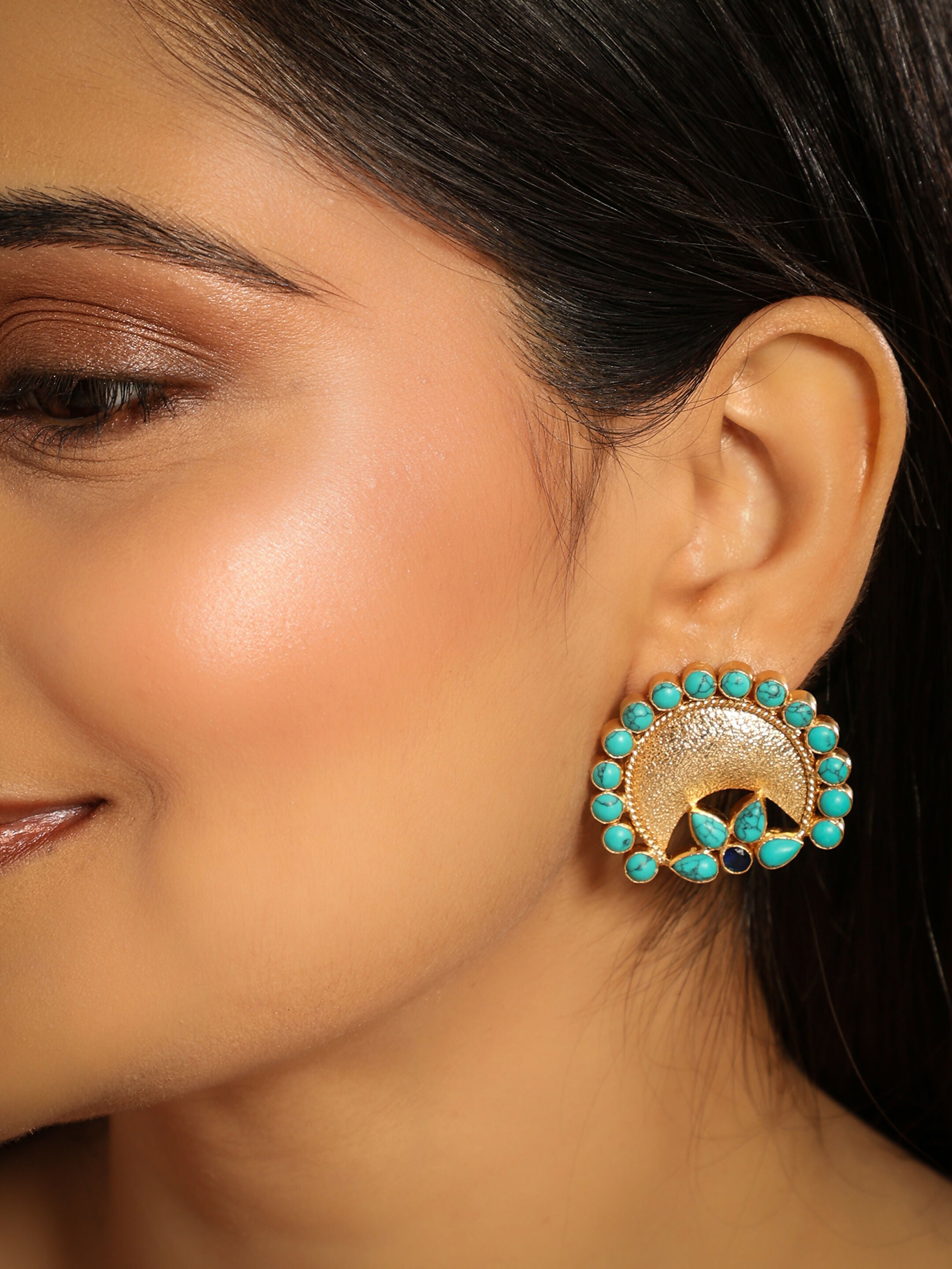 Nuyug Turquoise Crescent Earrings - Distacart