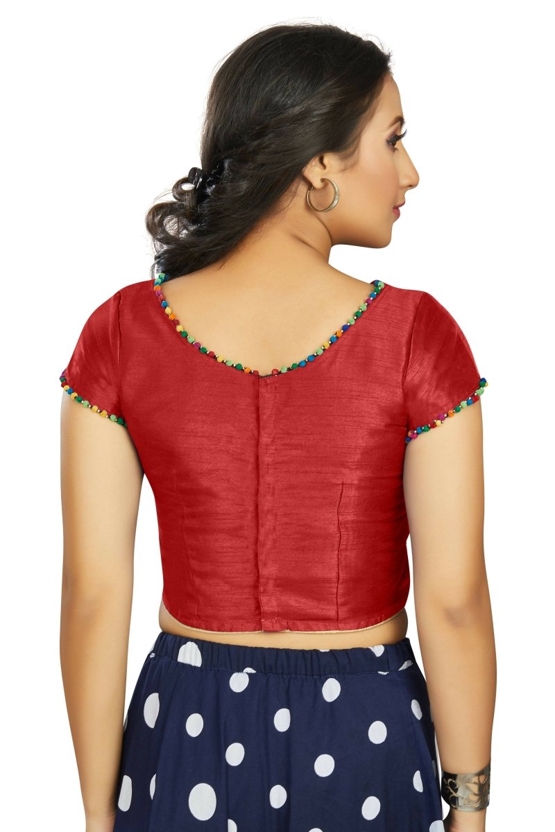 Aastha Fashion Women's Red Art Silk Designer Party Wear Readymade Blouse