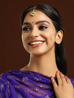 Ruby Raang Gold Square Kundan Maang Tikka