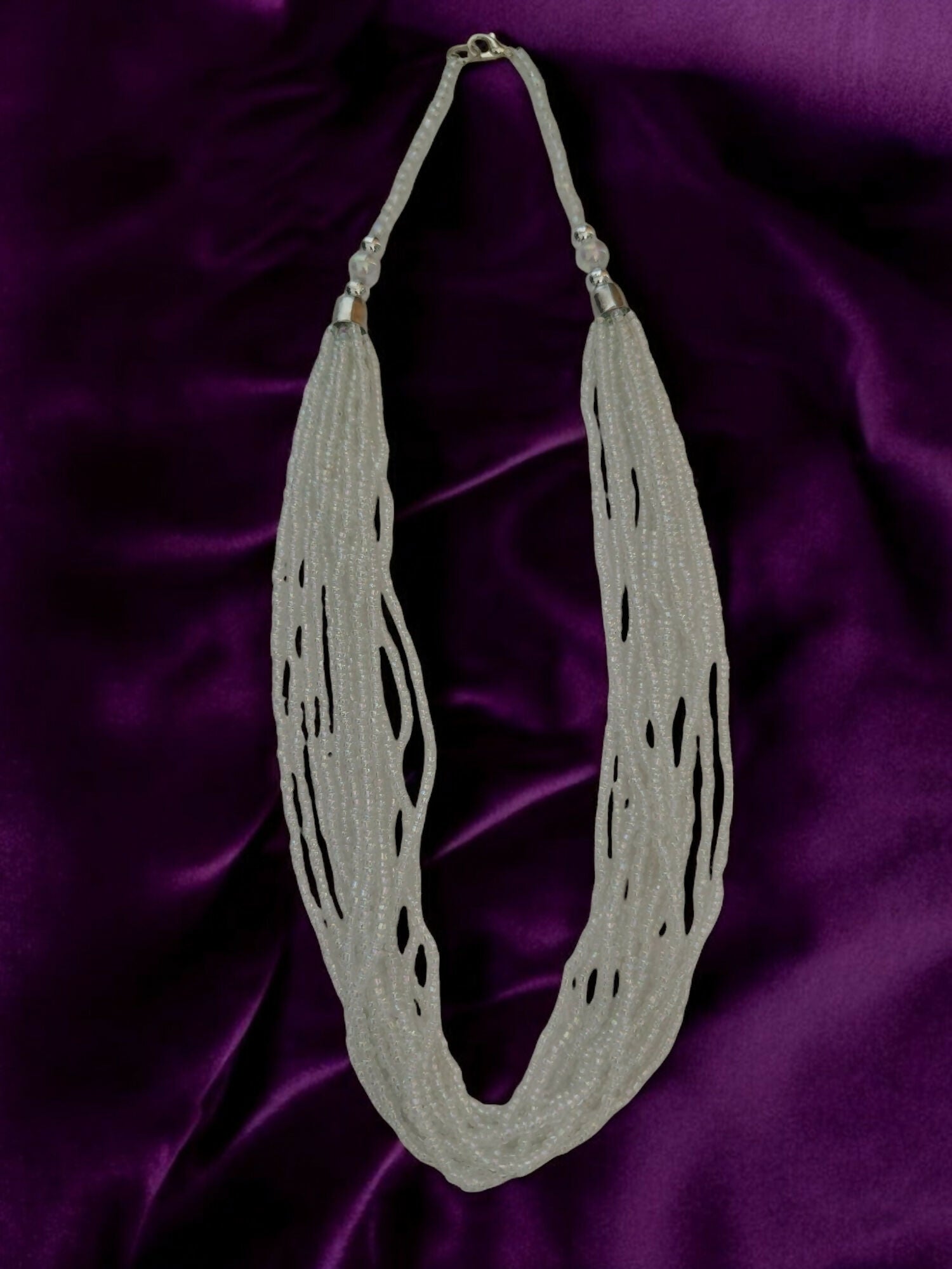 Inhanns Bloom Handmade Beaded Only Necklace - 12 Layers - Ivory