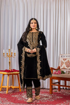 Joban Fashion Black Velvet Sequence Embroidery Work Kurta Set - Distacart