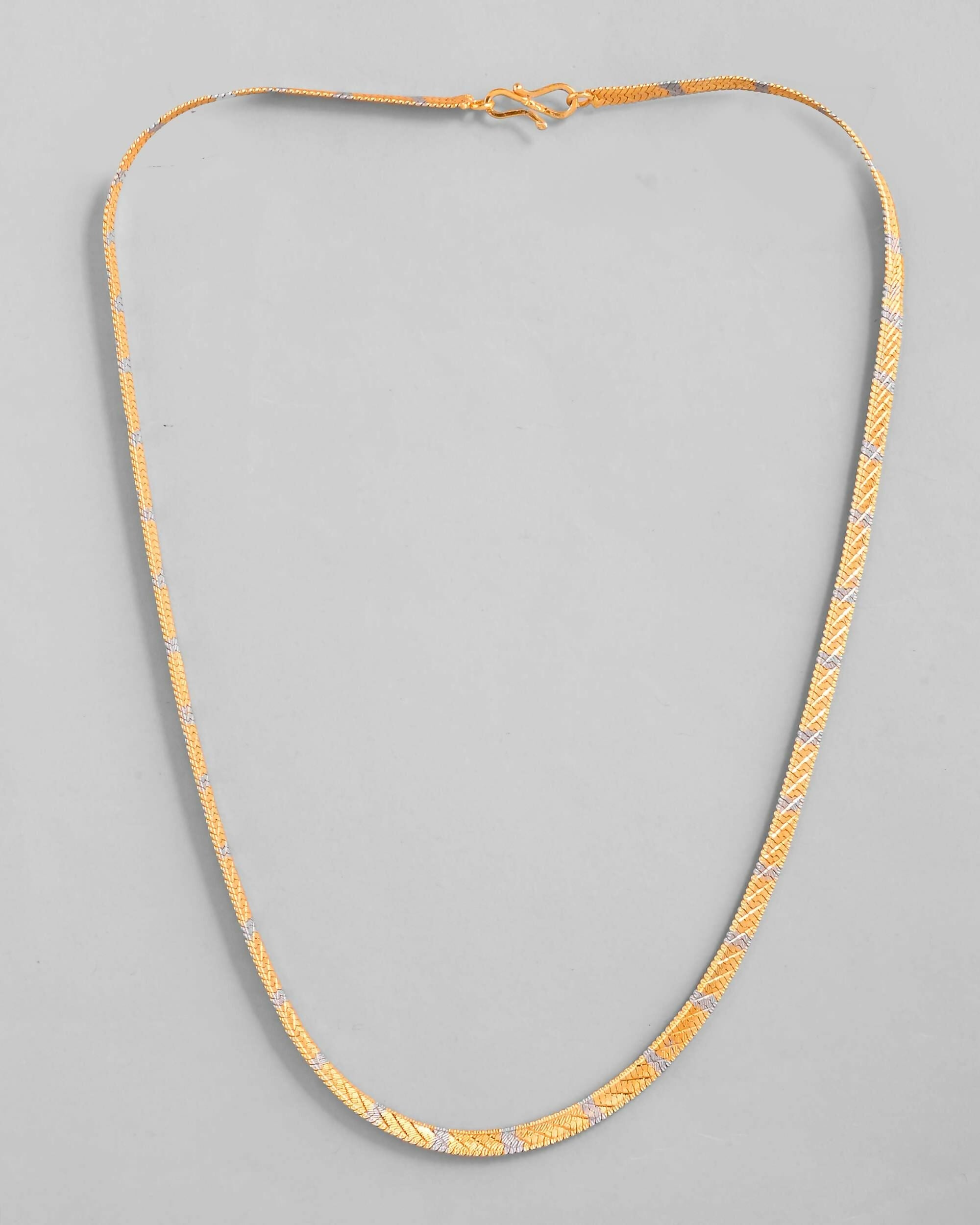 VOJ Dual Toned Self Designed Gold-Polished Chain For Men