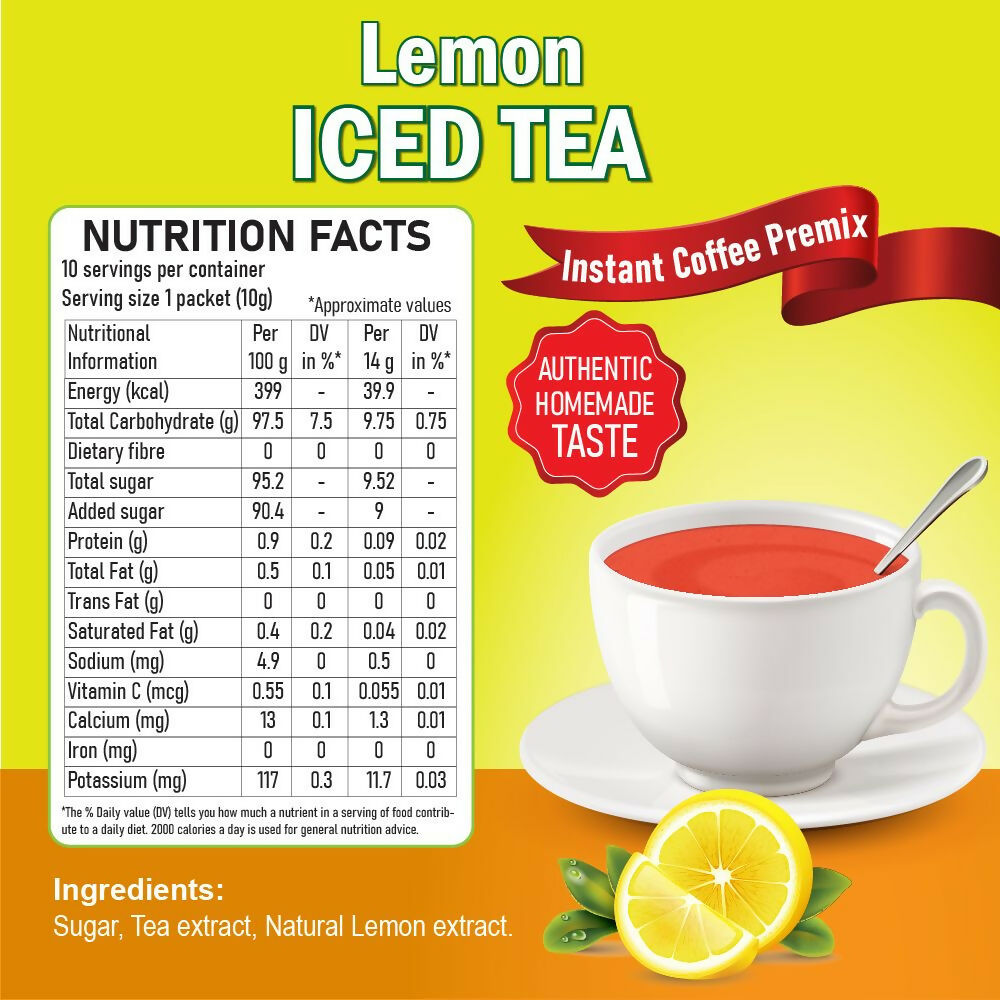 Naivedyam Lemon Iced Instant Tea Premix Powder Sachets - Distacart