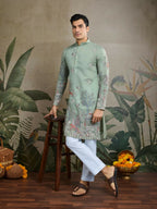 Vastranavya Pista Green Exclusive Festival Wear Viscose Silk Thread & Sequence Embroidered Work Kurta