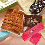 Floral Blue Beads Rakhi & Coffee Biscotti Hamper Combo