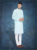 Even Apparels Men's Pure Cotton Blue Kurta