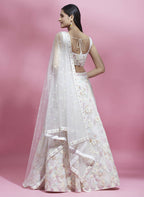 House of Panchhi Cream Net heavy Sequinse embroidery Lehenga choli & Dupatta