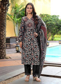 Prazu Fashion Black Cotton Silk Floral Printed Thread Sequence Salwar Suit - Distacart