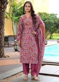 Prazu Fashion Maroon Cotton Silk Floral Printed Thread Sequence Salwar Suit - Distacart