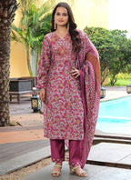 Prazu Fashion Maroon Cotton Silk Floral Printed Thread Sequence Salwar Suit - Distacart