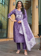 Prazu Fashion Lavender Art Silk Thread Sequins Embroidered Wedding Suit - Distacart