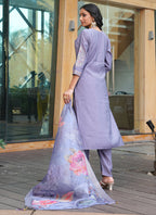 Prazu Fashion Lavender Cotton Silk Thread Sequence Designer Salwar Suit - Distacart