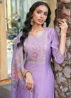 Prazu Fashion Light Purple Cotton Silk Thread Sequence Designer Salwar Suit - Distacart