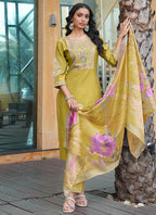 Prazu Fashion Yellow Cotton Silk Thread Sequence Designer Salwar Suit - Distacart